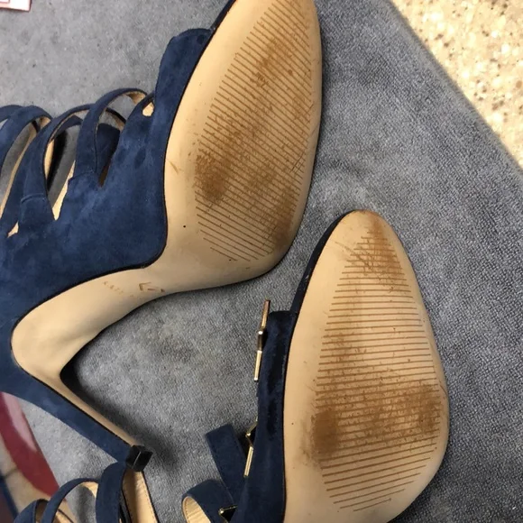 Katy Perry Collections Navy Blue Suede Star-Strap High Heel Sandals - Picture 15 of 16